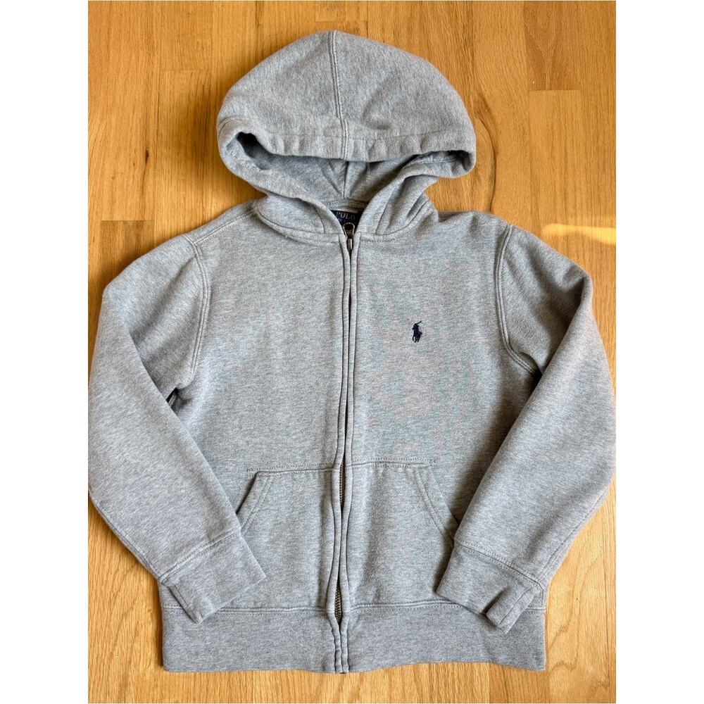 Ralph Lauren Fleece Hoodie Boys Size 8 Light Grey - Picture 8 of 8